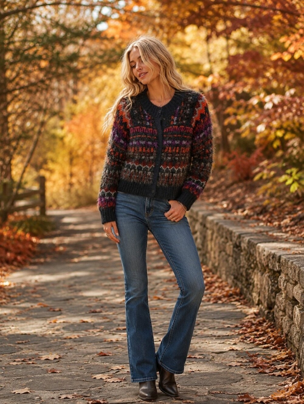 Free People Pardi Wool Alpaca Eyelash multicolor snap closure cardigan sweater